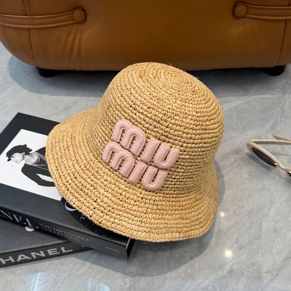 ☀️ Miu Miu Wide Brim Straw Hat Summer Vacation Visor - Picture 6 of 6